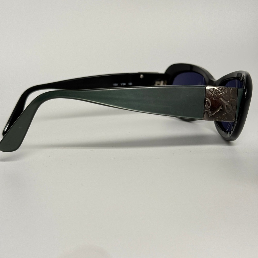 Yves Saint Laurent 6567 Y786 140 Sunglasses Green Black Oval Frame Italy Vintage - Picture 4 of 8